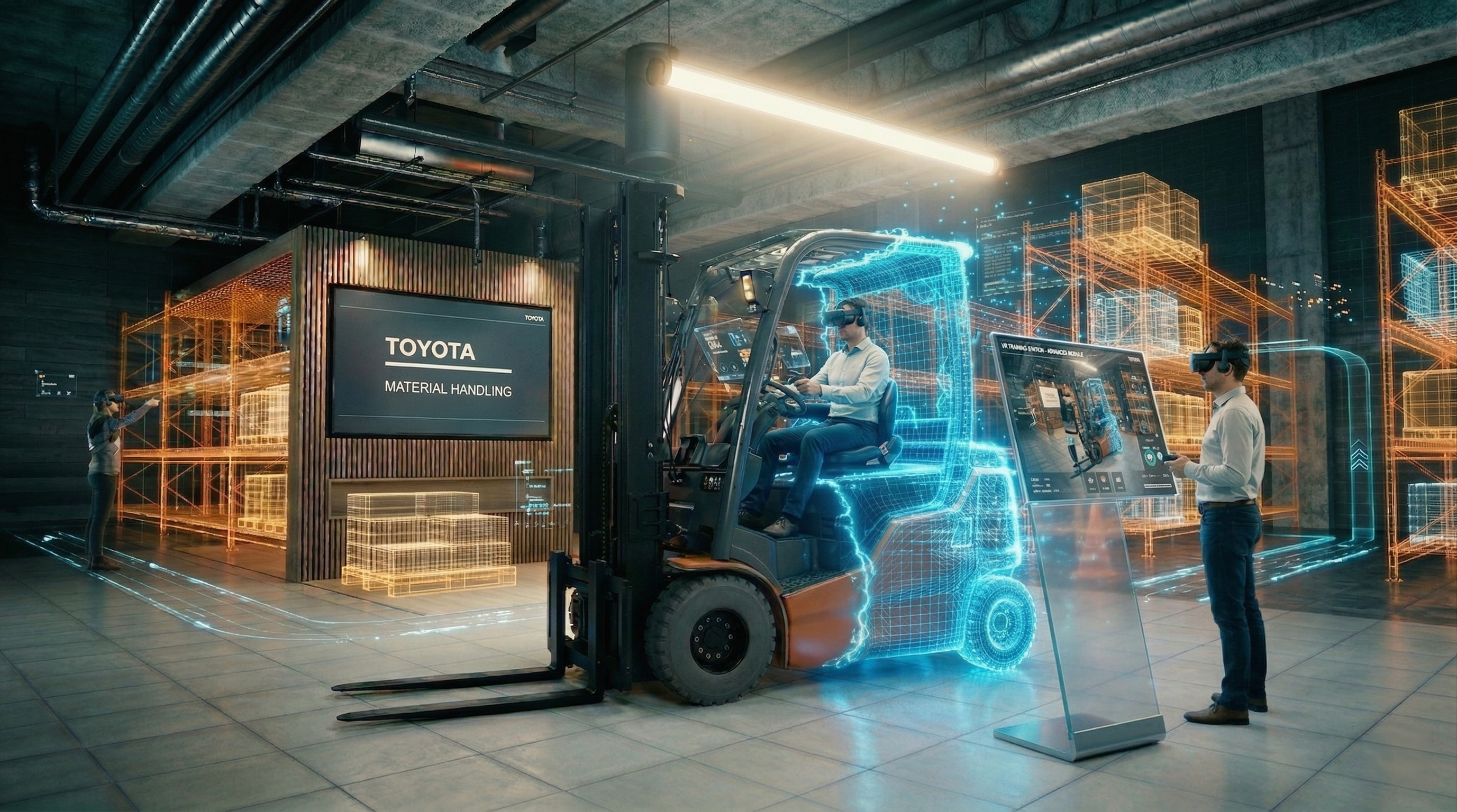 Toyota Material Handling digital showroom enabling spatial product exploration for sales teams and customers built on existing T-City virtual campus infrastructure