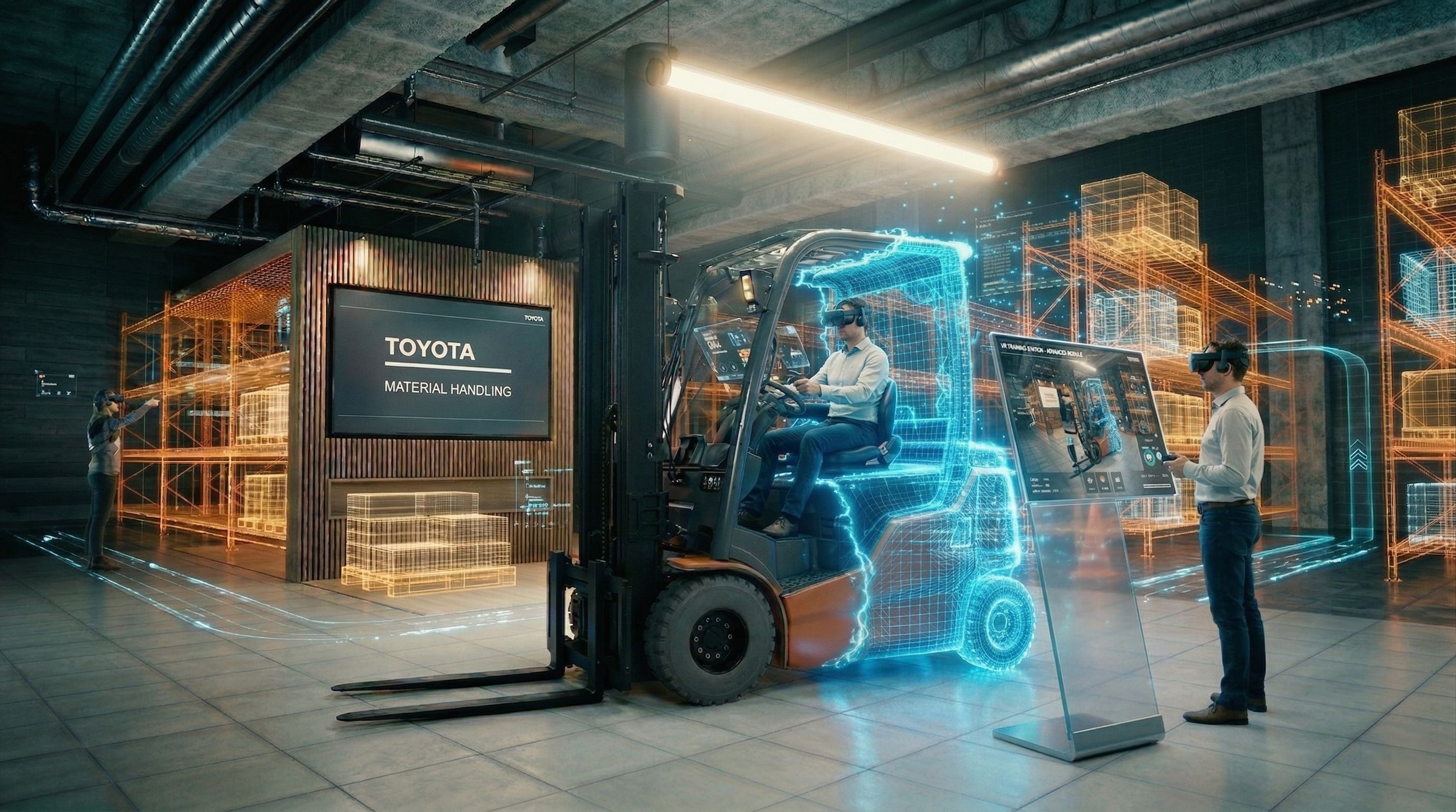 Toyota Material Handling digital showroom enabling spatial product exploration for sales teams and customers built on existing T-City virtual campus infrastructure